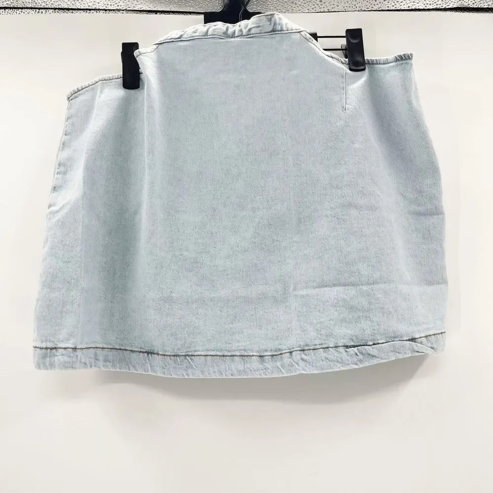 NWT Revolve WeWoreWhat Cut Out Denim Mini Skirt Women's M Blue Light Wash High W - Picture 4 of 7
